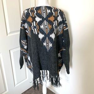 Fringe Poncho Sweater Free Size